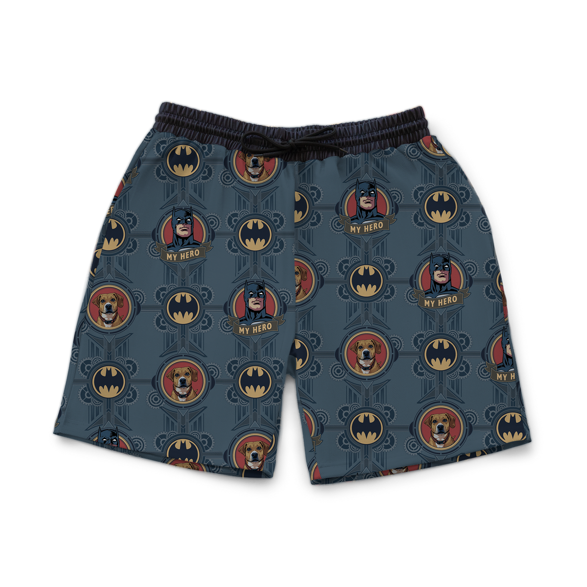 Sweatshorts with superhero pattern on a white background[Sweatshorts]