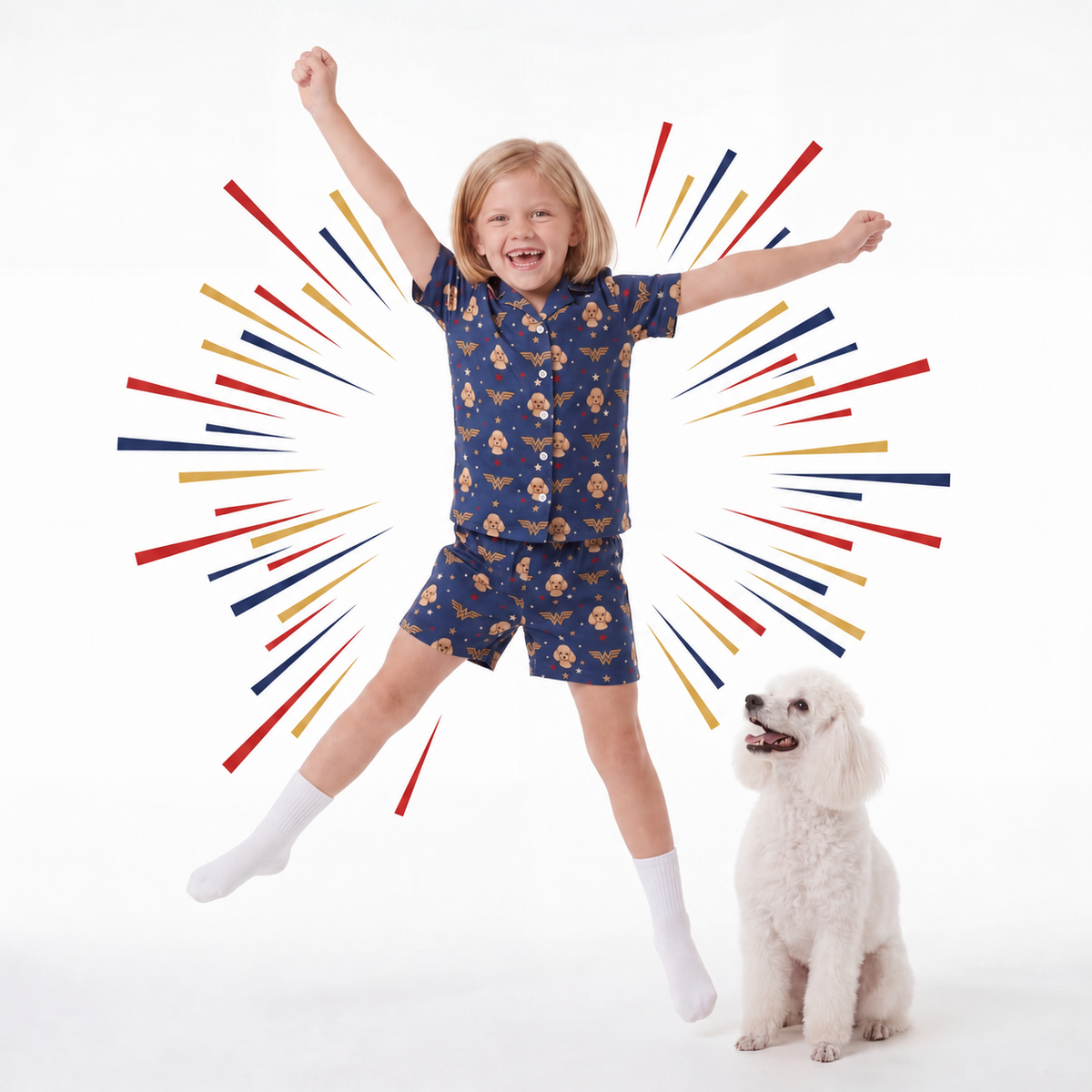 Kids Wonder Woman Pajamas with Your Pet's Face