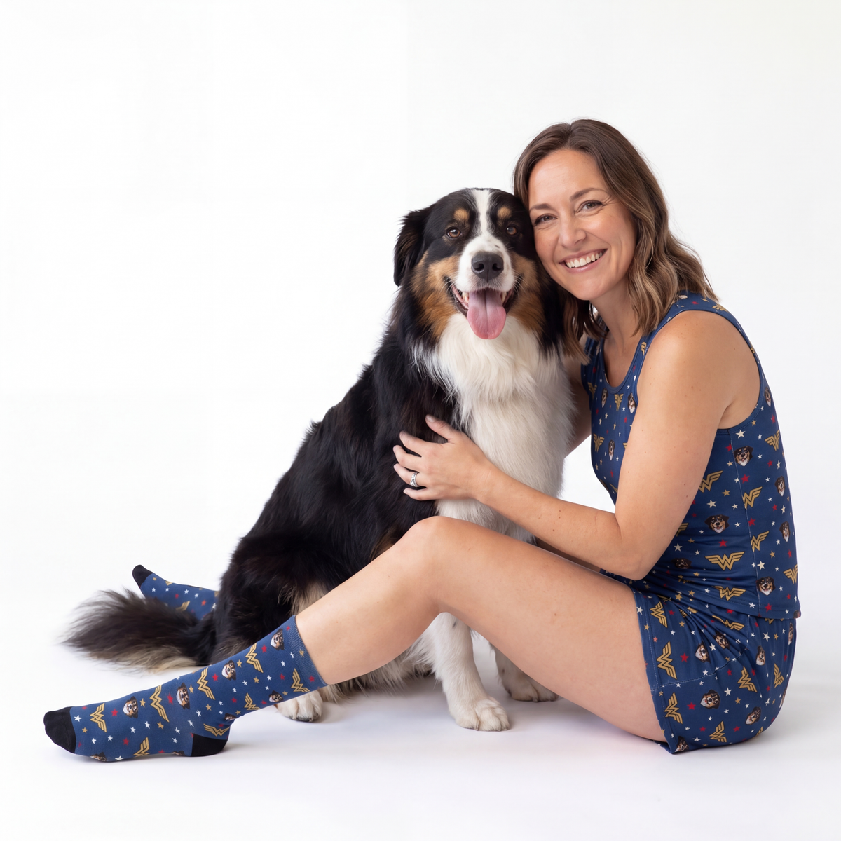 Wonder Woman Tank Top Pajama Set with Your Pet’s Face